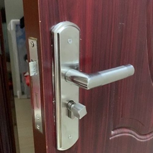 实木门锁老式门把手小锁黑色门锁家用静音黑色简约卧室房门锁