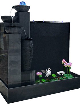 石材水幕墙流水墙喷泉庭院瀑布水景公司屏风别墅鱼池景观石头摆件