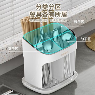 筷子勺子筷子筒厨房置物架一体架沥水免打孔多功能收纳盒筒筷笼C