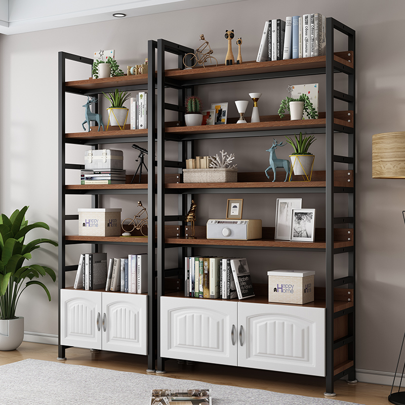 书架落地储物架子儿童收纳架简易钢木货架家用靠墙书柜铁艺置物架