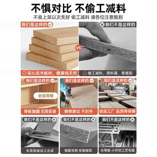 纯实木书架落地置物柜书架一体靠墙学生家用书柜带门松木收纳柜子