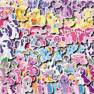 68枚可爱小马驹卡通贴纸手机壳笔记本diy装饰防水手账贴画素材