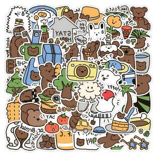 102张调皮小熊的恶作剧贴纸手机保护壳行李箱可爱卡通高颜值自黏