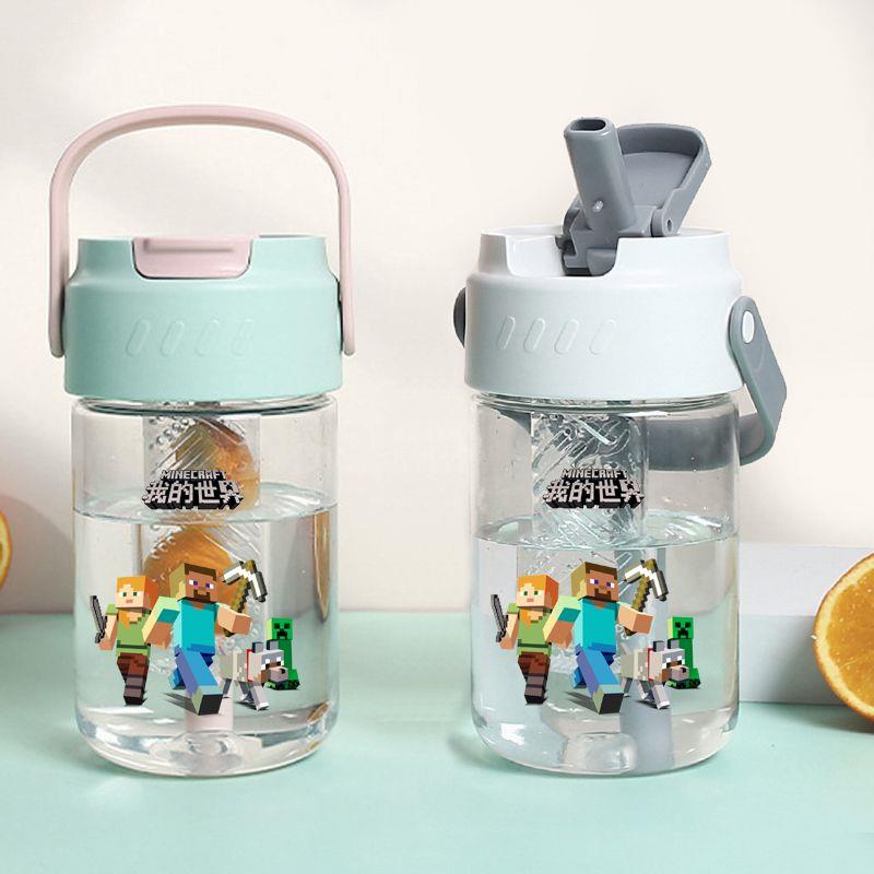 新款 我的世界儿童卡通学生水杯 手提吸管杯子 塑料同款网红