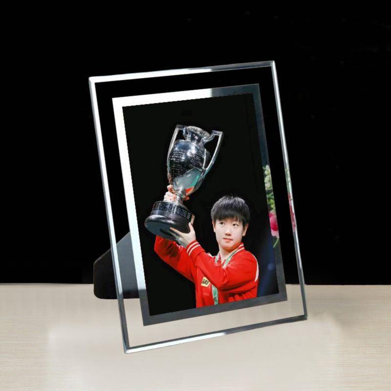 孙丽莎巴黎奥运会夺冠照片水晶玻璃透明相框立式桌面摆台王楚钦