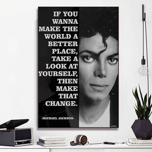 迈克尔杰克逊挂画MichaelJackson复古音乐海报餐厅酒吧清吧装饰画