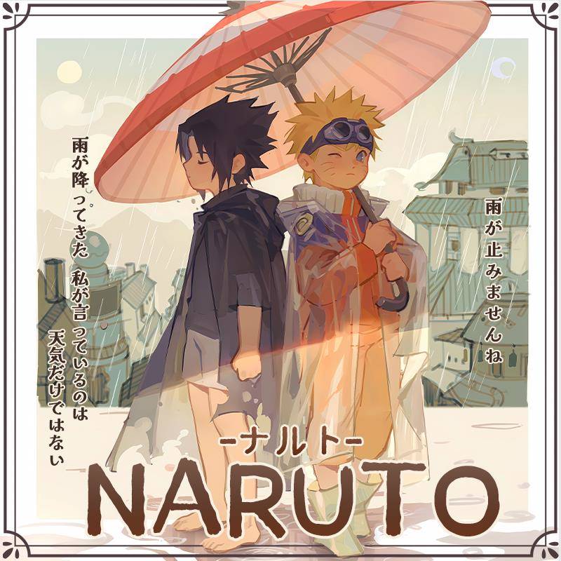 新款火影忍者 撑伞 鸣佐 动漫二次元同人周边徽章镭射票票根