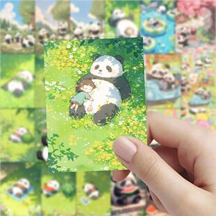63张大熊猫日常生活贴纸行李箱卡通可爱治癒系装饰手机保护壳平板
