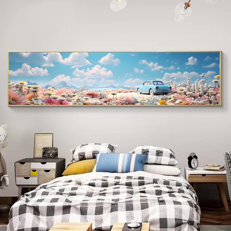 儿童房床头装饰画男孩卧室房间背景墙挂画男童女童小火车卡通墙面图片