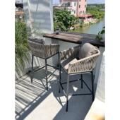 铝合金织带高靠背椅酒店民宿庭院现代简约吧台椅岛台吧椅高脚椅包