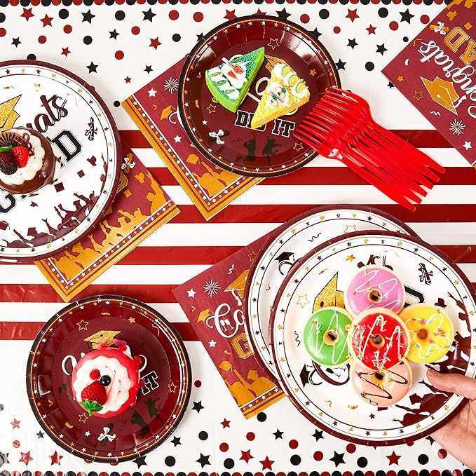 新款毕业季酒红色主题餐盘 毕业帽学校装饰一次性纸巾餐叉餐盘,鲜花速递/花卉仿真/绿植园艺,其它园艺用品,淘宝优惠券,粉丝福利购,淘宝优惠卷