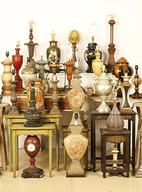 欧式覆古旧树脂手绘台灯灯座家居客厅床头入口创意设计装饰饰品