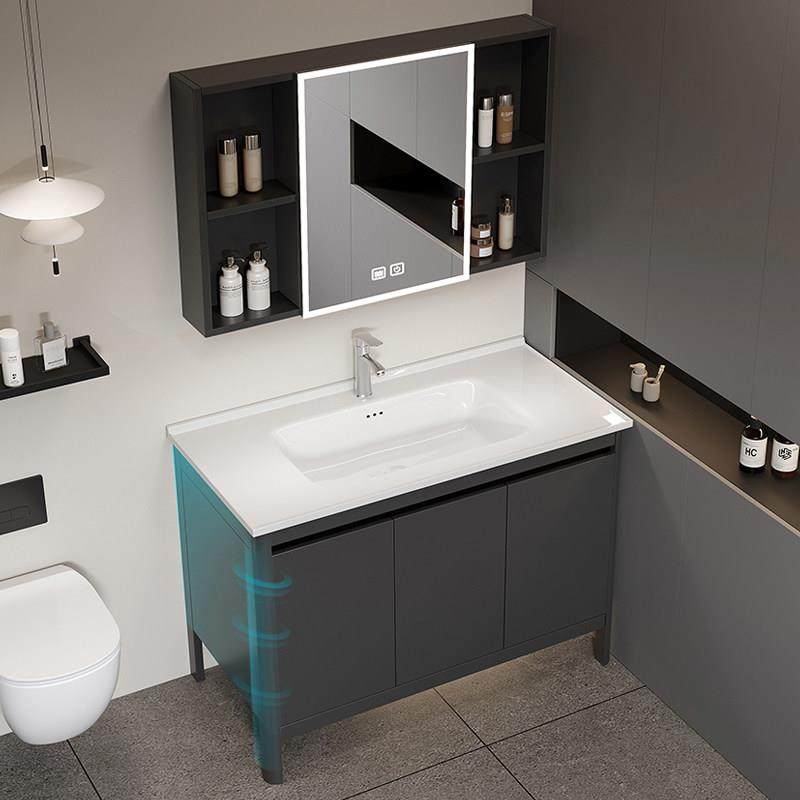 圆角落地式蜂窝铝浴室柜陶瓷一体洗脸盆柜组合化妆室洗手盆洗漱台