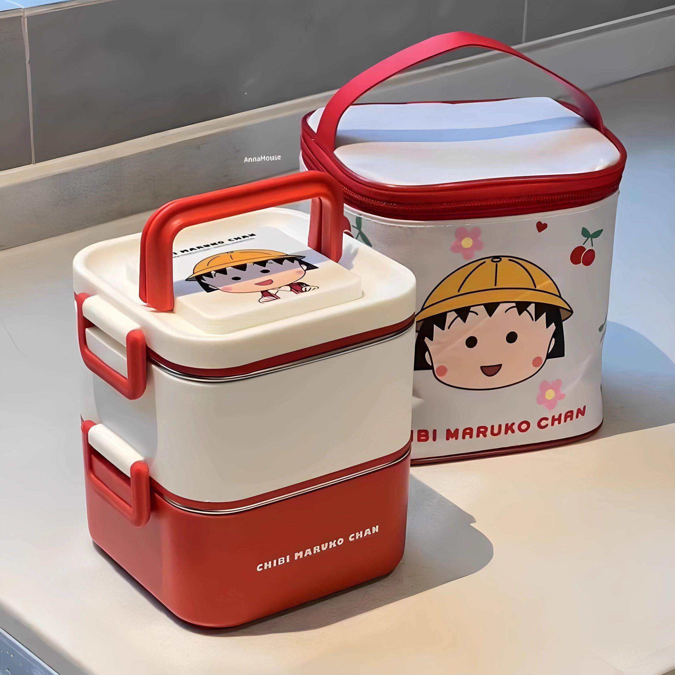樱桃小丸子保温饭盒微波炉加热2025新款上班族便携不锈钢便当餐盒,收纳整理,饭盒袋,淘宝优惠券,粉丝福利购,淘宝优惠卷
