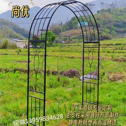 欧式铁艺拱门花架户外园艺装饰门别墅庭院月季爬藤架铁线莲花园门