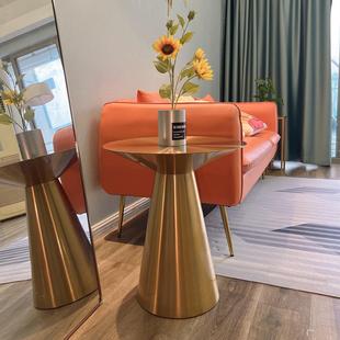 轻奢边几不锈钢客厅沙发小茶几床头桌子奶茶店简约极简不锈钢角几