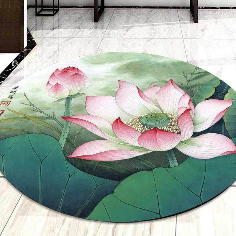 pvc荷花地毯免洗可擦中式客厅圆形地垫禅舞佛堂拜蹬垫门口防滑垫,家庭/个人清洁工具,地垫,淘宝优惠券,粉丝福利购,淘宝优惠卷