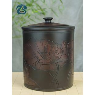 建水紫陶茶叶罐陶瓷家用密封罐普洱茶叶饼茶缸储存专用大容量高端