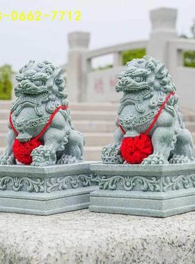 镇宅家用摆件鱼缸造景桌面家居装饰青石石狮子中式招财石狮子一对