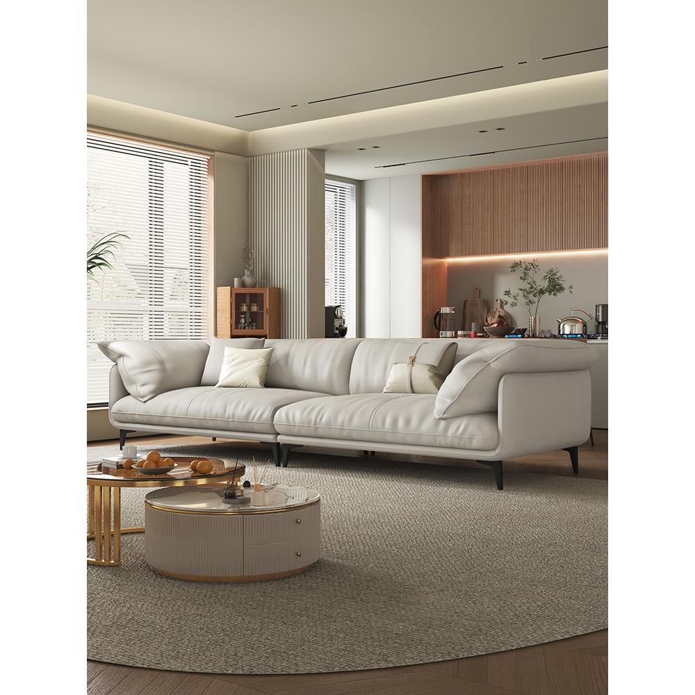 国补意式极简猫抓皮客厅沙发现代简约小户型三四人直排轻奢2025新