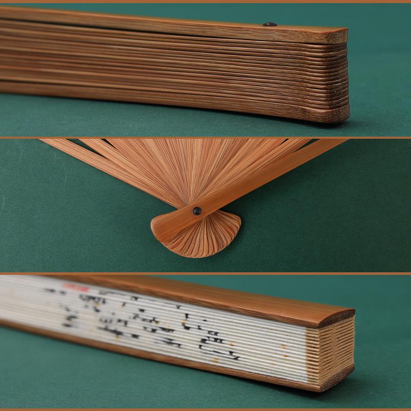 95寸老料彷古玉竹宣纸折扇定制代写覆古风扇子男女式汉服扇折叠