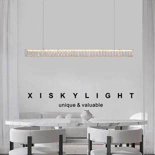 现代极简水晶餐厅吊灯全光谱护眼轻奢高级感吧台前台一字长条吊灯