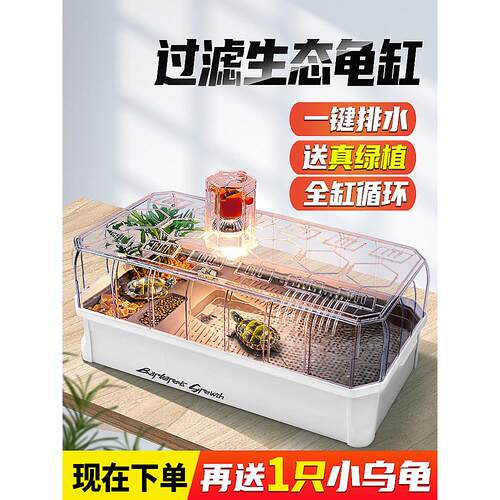 龟缸特殊家庭龟生态养殖龟箱屋大鱼缸小盆与露台巴西箱