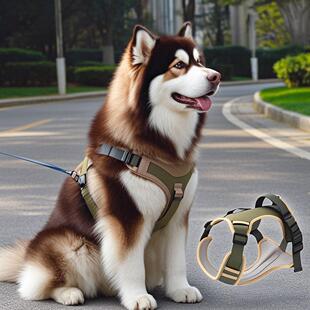 阿拉斯加特种狗带背心式安全带，适用于中型和大型狗宠物行走绳防
