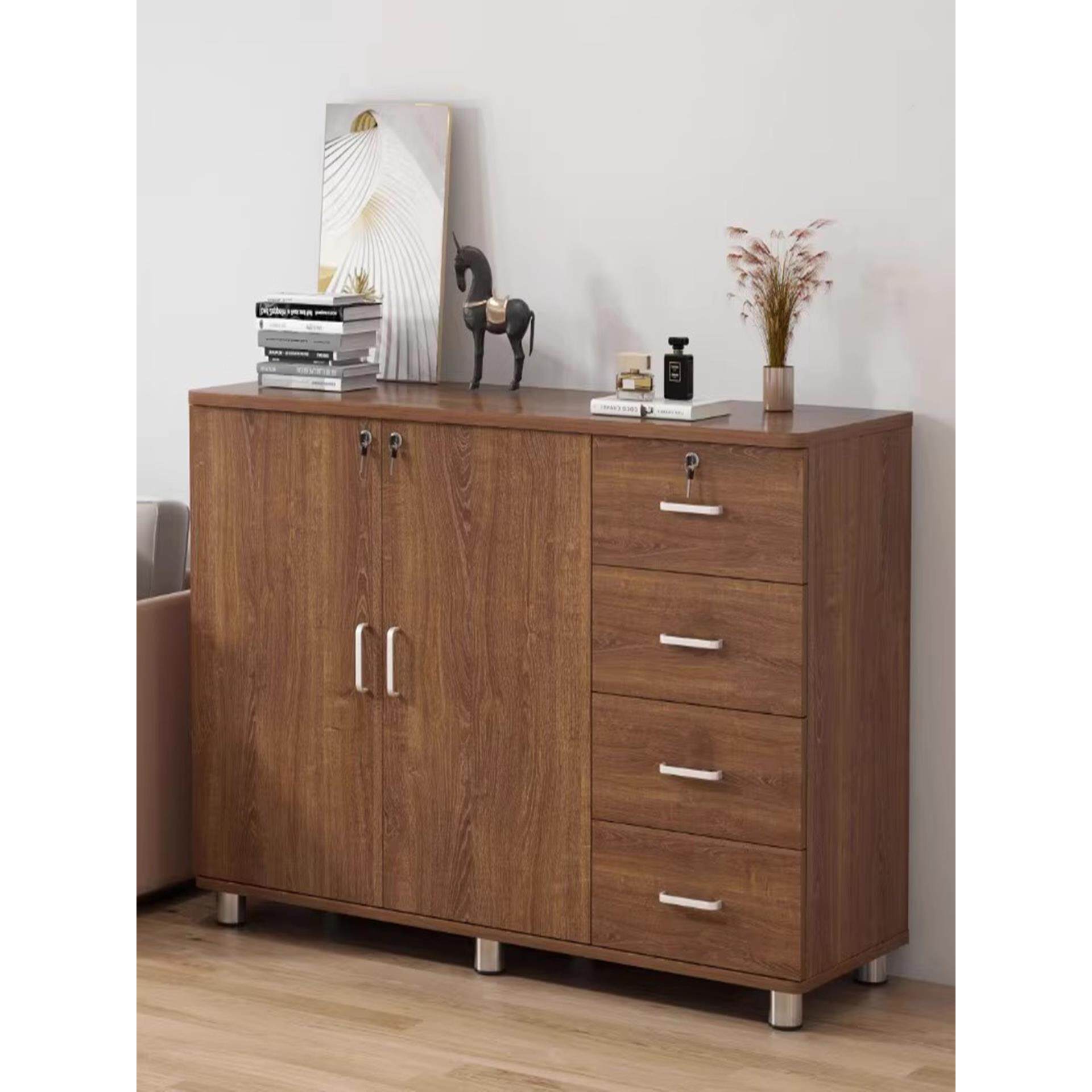 文件柜信息柜A4抽屉式低柜木质可锁侧柜多层储物柜办公桌面侧柜