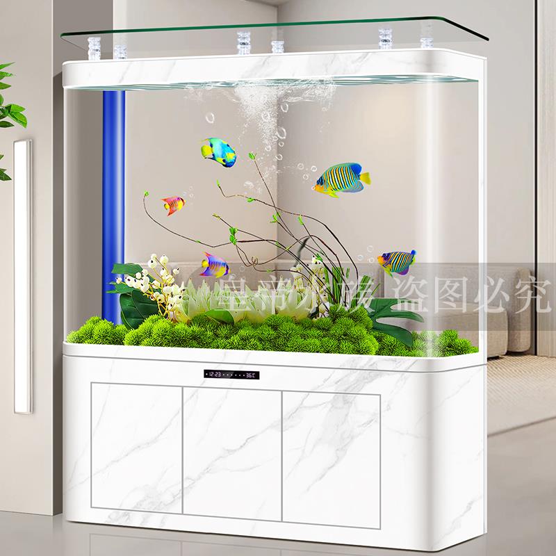 新款热弯底滤鱼缸一体成型生态大型金鱼缸落地客厅家用免换水族箱