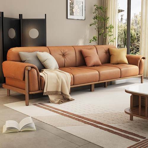 实木沙发小户型家用直排四人位2024新款白蜡木北欧日式科技布沙发