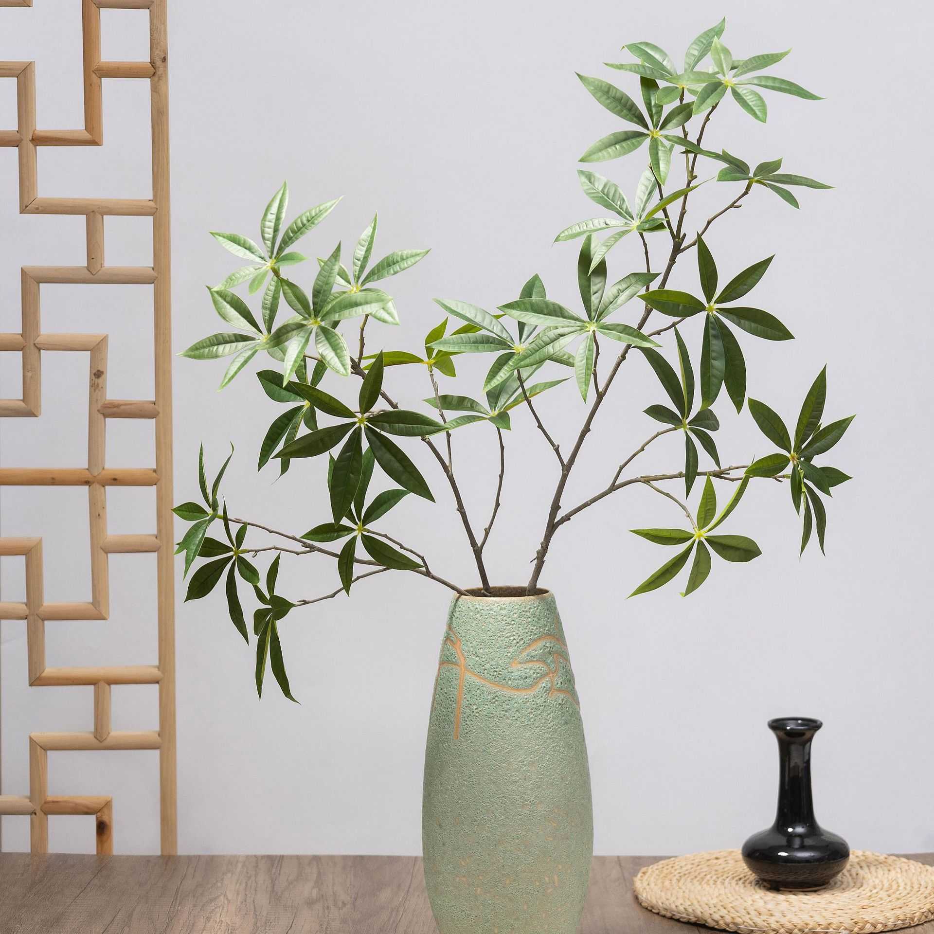 槐树叶发财树仿真绿植单支叶插花