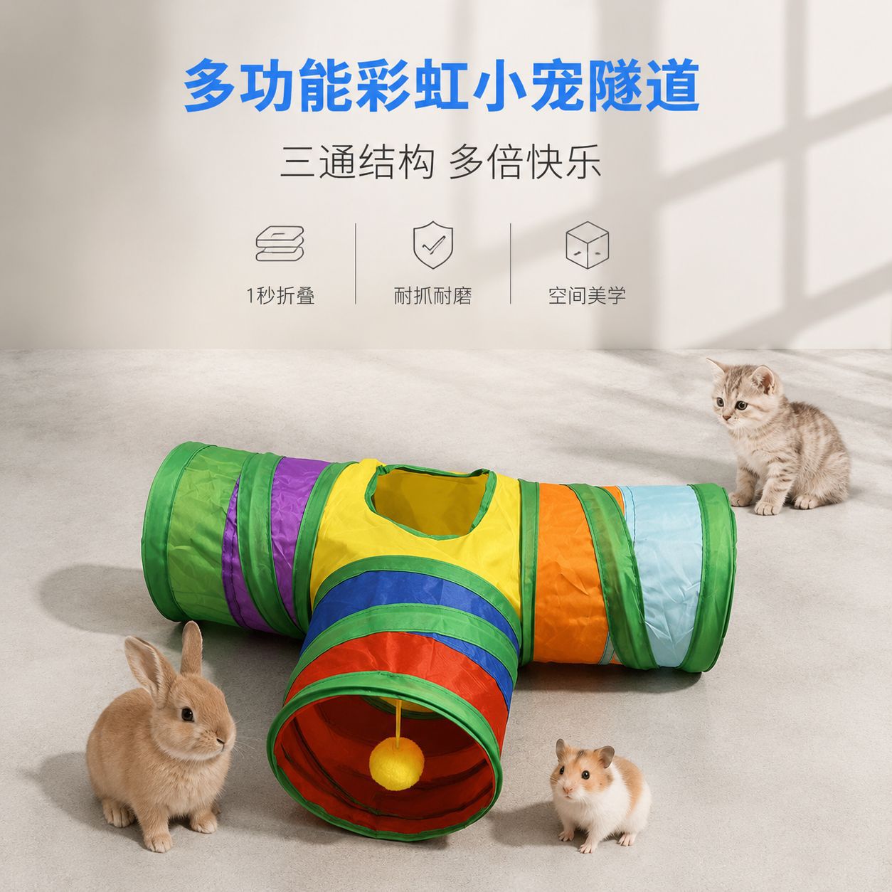 亚马逊小宠彩虹隧道仓鼠兔子龙猫