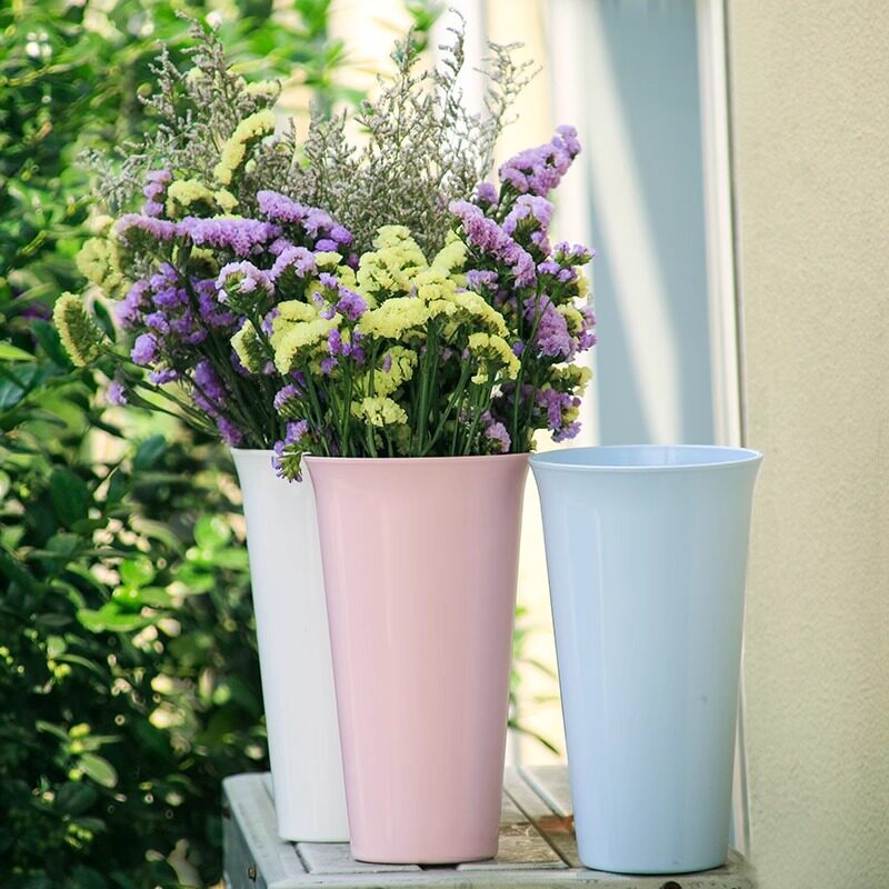 简约欧式插花瓶鲜花百合绿萝水培花瓶加厚塑料干花摆件室内花筒