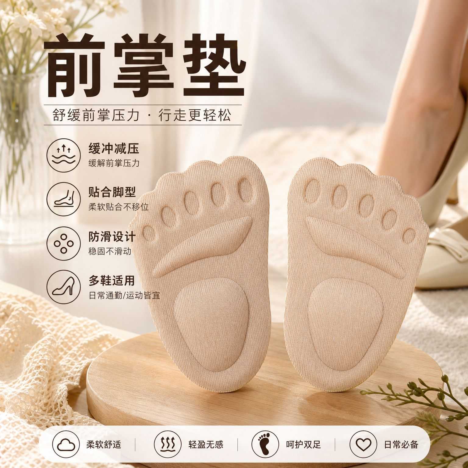 半码鞋垫女款前掌加厚防痛软垫大