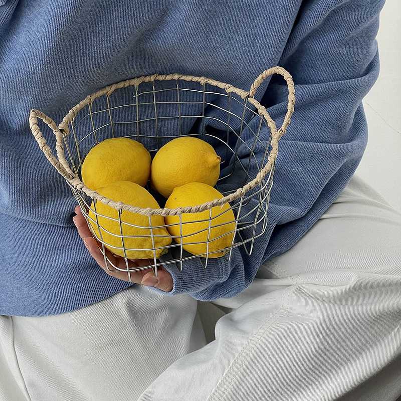 ins风铁丝编织多功能收纳篮零食