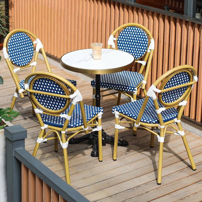 法式P编藤休231218-1闲桌椅组茶店茶室桌椅户外阳台别合墅防水E桌