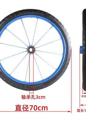 28寸工地翻60925斗实轮轱26车x2 1/2人力车橡胶辘心劳动板车手推