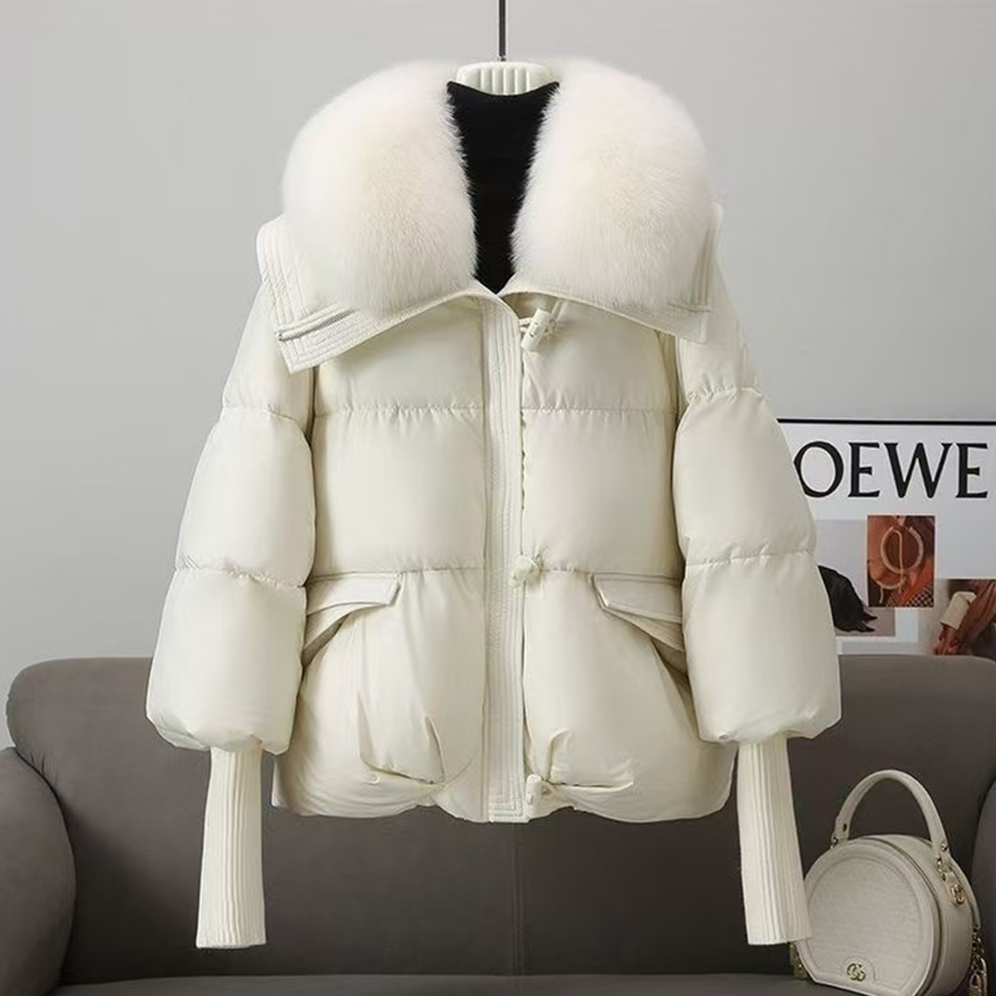 大毛领棉服女冬季加厚棉衣外套女