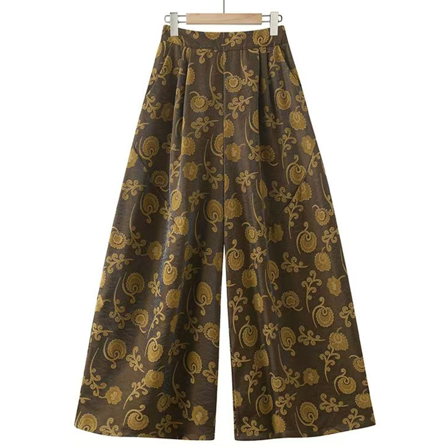 复古风新中式印花阔腿裤女松紧腰宽松花苞裤时尚休闲裤,女装/女士精品,裙裤,淘宝优惠券,粉丝福利购,淘宝优惠卷