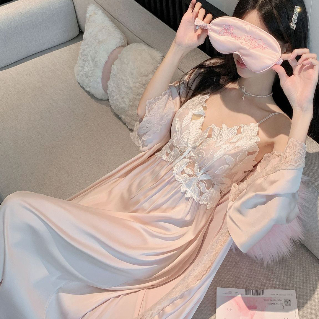 真丝睡衣甜美纯欲宫廷风公主睡裙