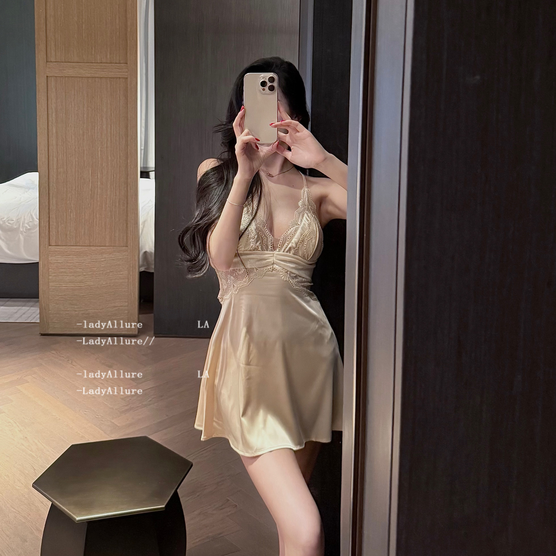 真丝睡衣性感纯欲风斩男美背睡裙