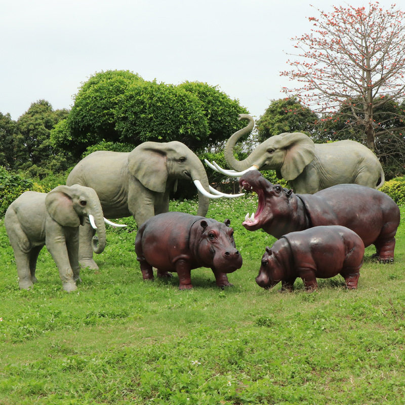 玻璃钢仿真大象骆驼河马雕塑户外园林景观大型动物摆件公园装饰品,家居饰品,户外/庭院摆件,淘宝优惠券,粉丝福利购,淘宝优惠卷