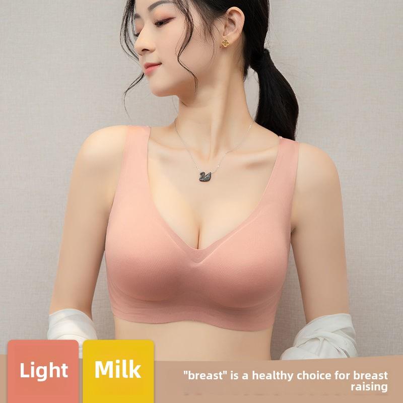 新款果冻条内衣女聚拢胸罩无痕乳胶背心无钢圈一片式四季大红文胸