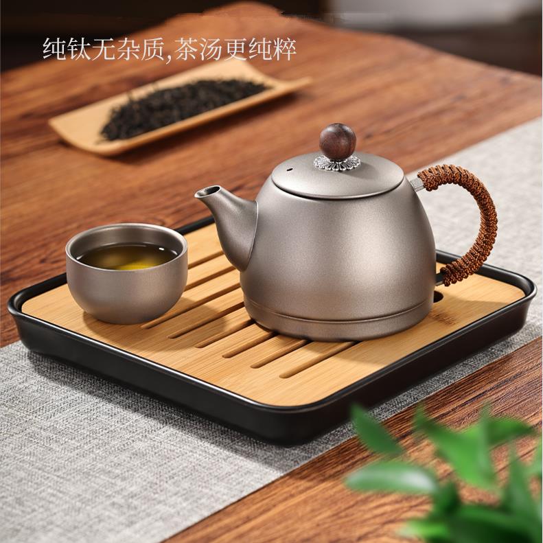 纯钛泡茶壶耐高温防烫手户外营旅行可携式办公功夫茶具套组340ML