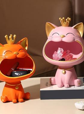 招财猫咪钥匙收纳摆件家居饰品客厅玄关装饰轻奢创意入户门口鞋柜