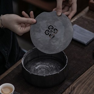 功夫茶具蓄水锡茶盘建水养壶承 纯锡壶承干泡台古锡高端老物件日式