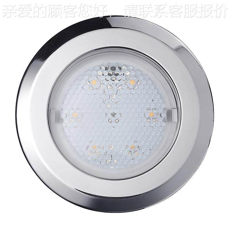 12W不锈钢3LHJRCSS75预埋泳池6灯1四线RGB七彩遥入控嵌式埋地水下