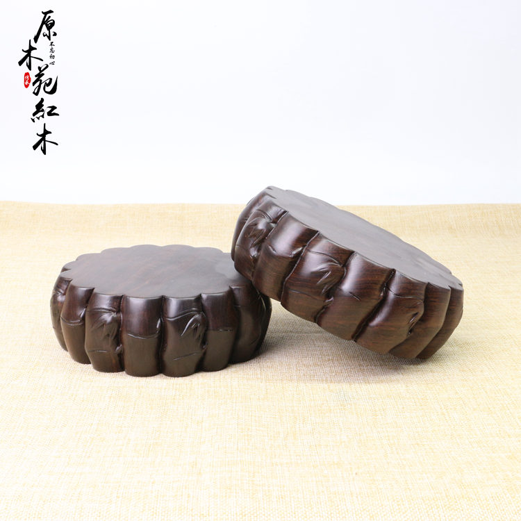 实木整料雕刻石头底座花瓶盆景紫砂壶摆件木雕底托木垫托架挖槽