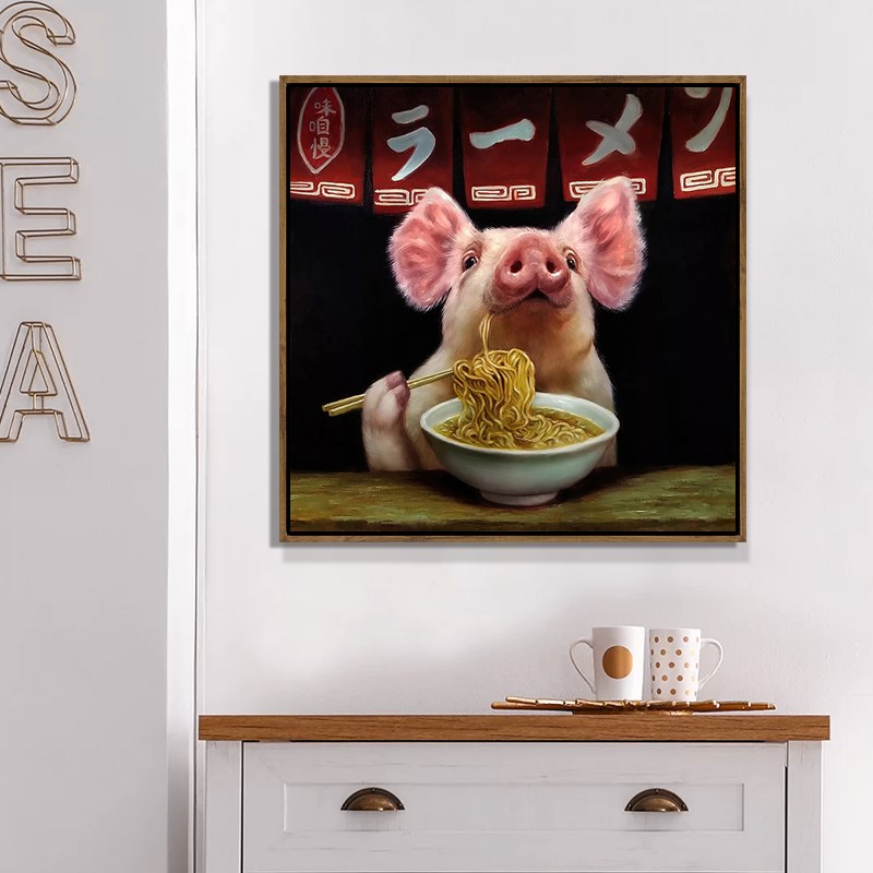 抽象猪艺术餐厅装饰画PIG面包店卡通猪墙壁挂画个性酒吧休闲动物图片